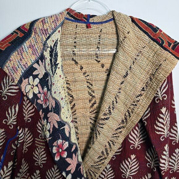 Mieko Mintz Short Kantha Open Kimono Jacket Reversible Lagenlook OS - Picture 6 of 10
